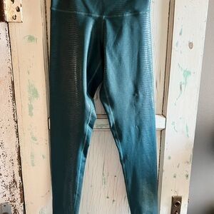Metallic Green Leggings with sort of Snake Skin Pattern
